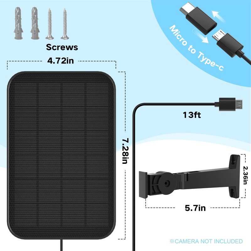 3.2W Solar Panel for Security Camera Compatible with Arlo Pro/Pro 2, Waterpro... gallery