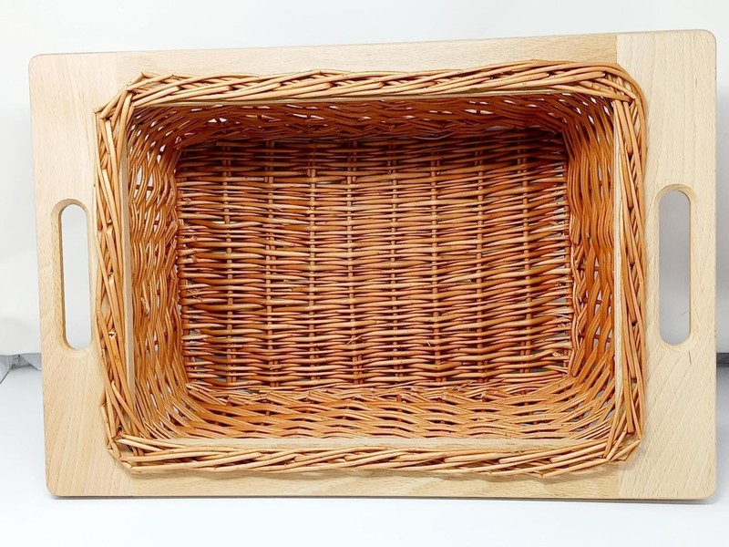 11 5/16" Width Pullout Wicker Baskets with Handles and Beechwood Frame & Runners gallery