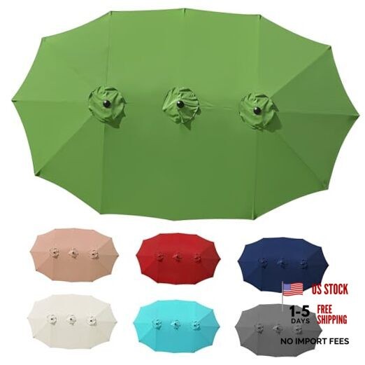 12 Ribs Umbrella Canopy Replacement for 15ft Double-Sided Patio Mint Green gallery