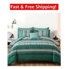Transform Your Space with Luxurious Teal Green 8-Piece Bohemian Bedding Set