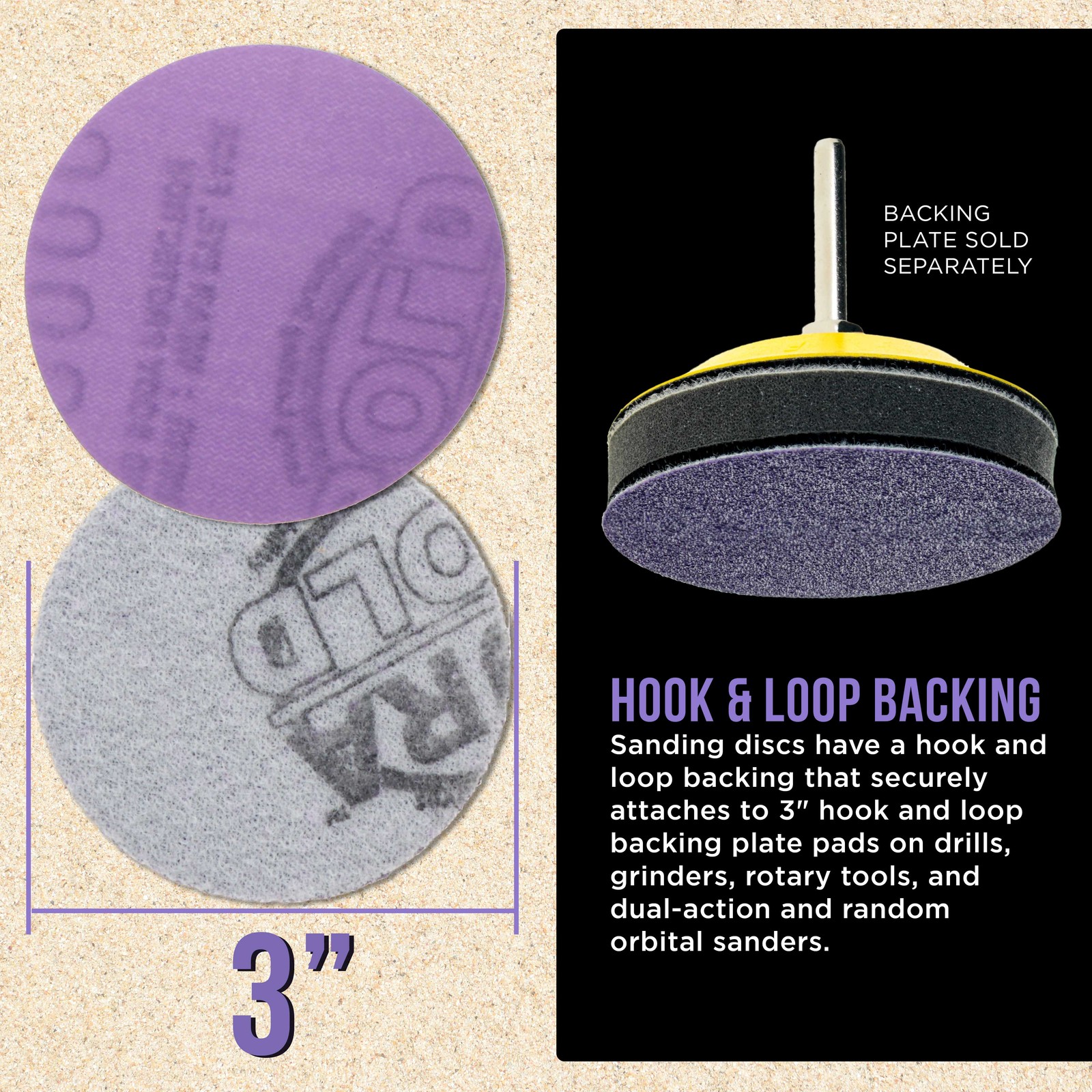 2000 Grit 3" Purple Ceramic Sanding Discs, Box of 30 - Hook & Loop Sandpaper gallery