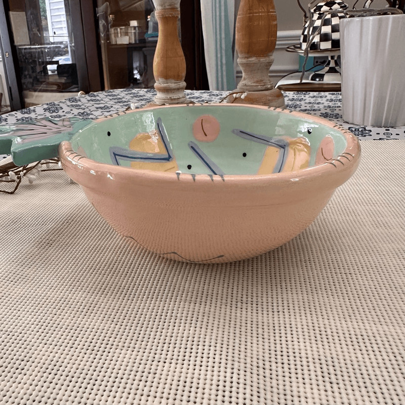Susan Painter Pineapple Shaped Serving Dish Bowl Handpainted Eclectic Rare gallery
