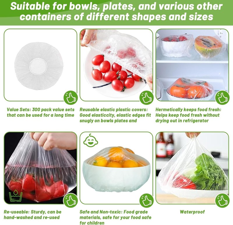 100Pcs Transparent Plastic Wrap for Fruits, Bowls, Cups - Ideal for Kitchen Use gallery