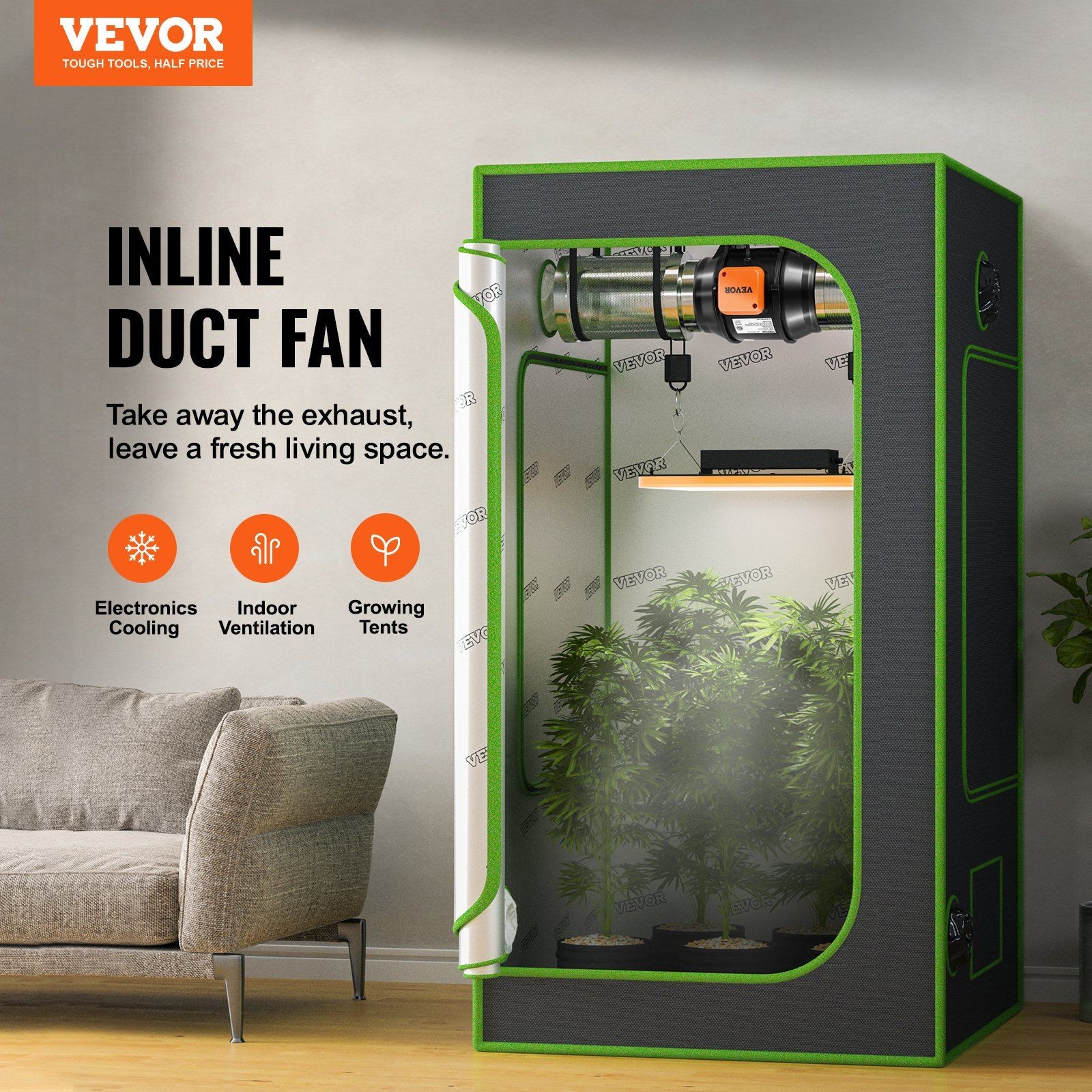 6-in Inline Duct Fan, 400 CFM, Variable Speed, Quiet AC Motor, 34 dB gallery