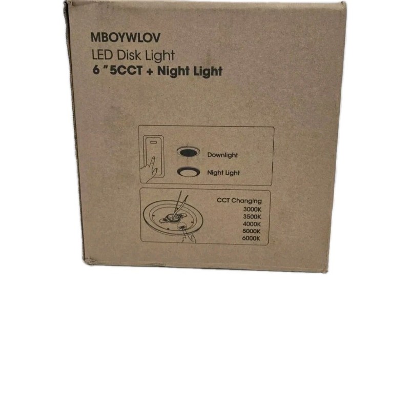 MBOYWLOV LED Disk Ceiling Light 6" 5CCT Downlight & Night Light 6-Pk 3000-6000K gallery