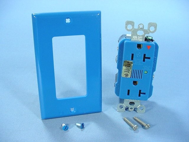 Leviton LED ALARM ISO GROUND Blue Surge Receptacle Duplex Outlet 20A 7380-IGB gallery