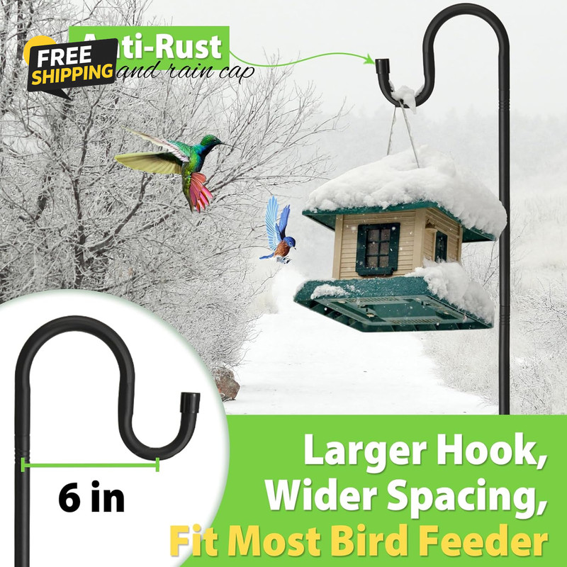 Shepherds Hooks, 94" Bird Feeder Pole for Outdoor, 4/5” Thick Hummingbird Stand gallery