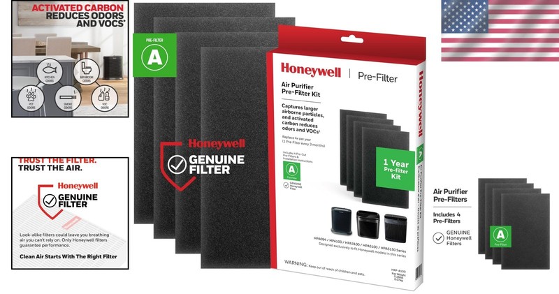 4-Pack Pre-Filters for Air Purifiers - Effective Allergen & Odor Filtration gallery