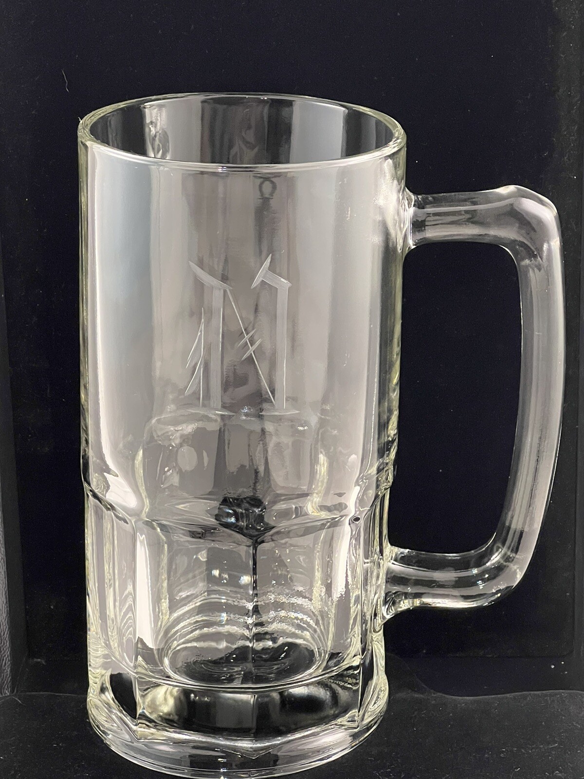 Extra Large 34oz 1 Liter Glass Beer Mugs German Style Thick Etched With “N” gallery
