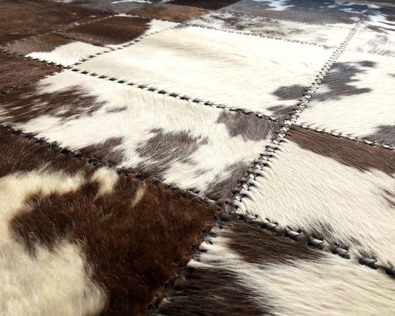 HANDMADE Natural Cowhide Rug | Patchwork Area Rug | Real Hair on Leather gallery