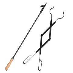 Heavy Duty 32” Long Fireplace Fire Pit Campfire Poker Stick and 26” Fireplace…