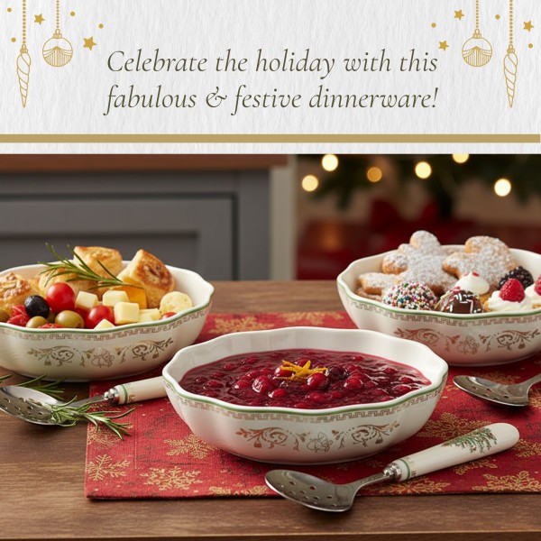 Spode Christmas Tree Cranberry Dish & Server Set - 8" Festive Holiday Serveware gallery