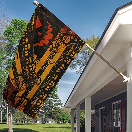 Stripes Halloween Flag 3x5 FT Double House Size-36 x 60" (3 x 5 FT) Orange gallery