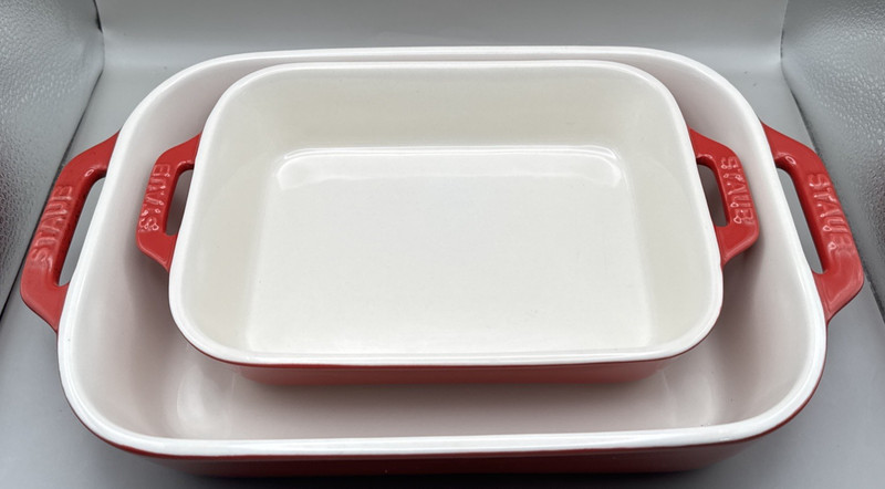 Staub Stoneware 2-pc, Rectangular Baking Dish Set, cherry gallery