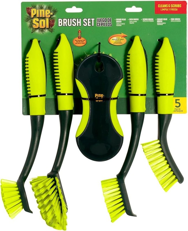 5Pcs Scrub Brush Set Long Handle Cleaning Brushes with Bristles and Comfort Grip gallery