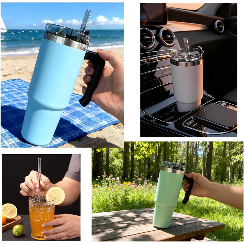 6 Pack Replacement Straws for Stanley 30 40 Oz Adventure Quencher Travel Tumbler gallery
