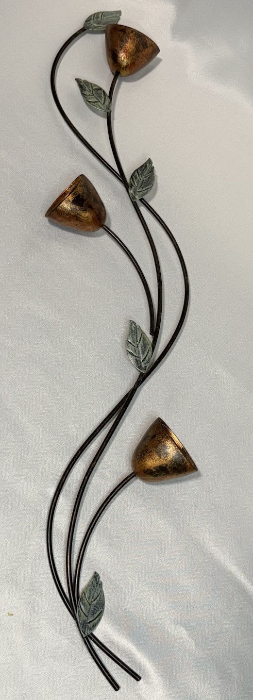 Metal Floral Wall Decor Sculpture Rustic Iron Vine Leaves 28" Hanging gallery