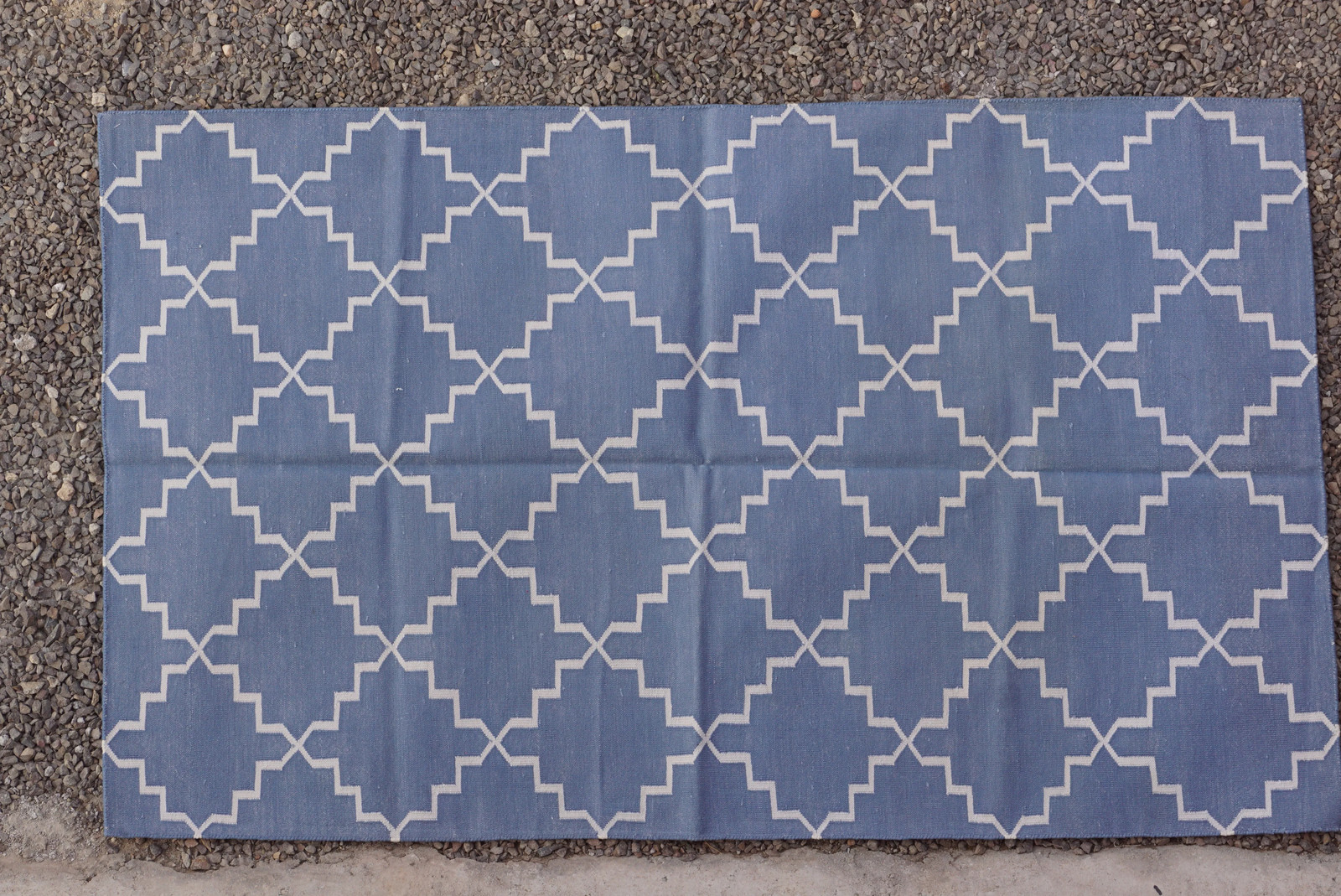Rugmoda Cotton Blue Ivory Geometric 3x5 ft Area Rug for Living Room Bedroom gallery