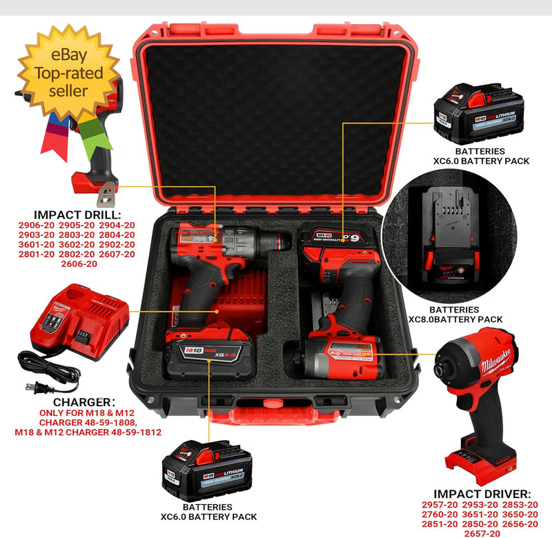 Tool Case for Milwaukee M18 Impact Drill Driver Combo Kit Tool Box for Milwauke gallery
