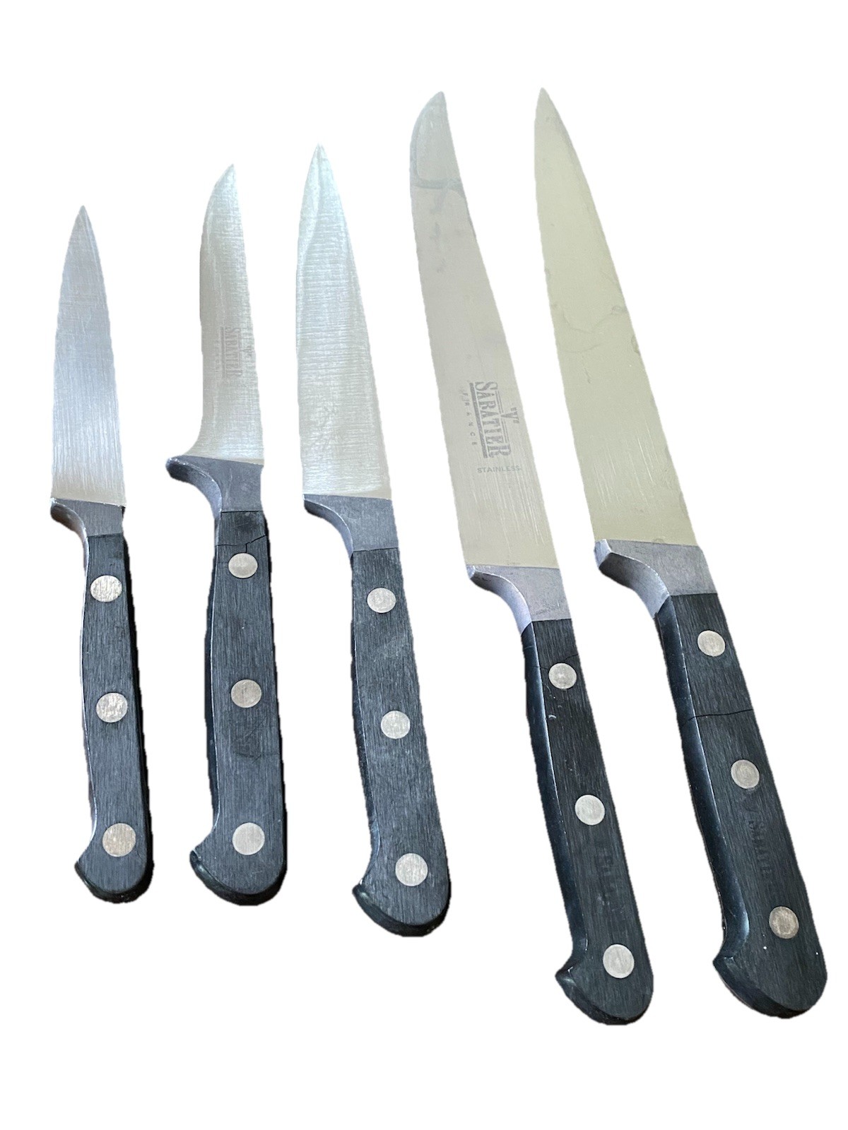 Vtg Sabatier Professional Chef Knife Set 5 Pc Stainless Steel Black Full Tang gallery