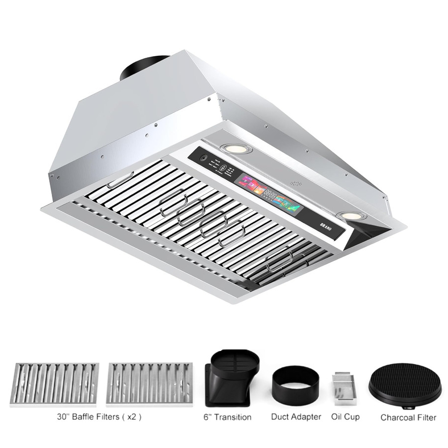 Insert Range Hood ‎Stainless Stee 900 CFM Built-in Kitchen Vent Convertible 30in gallery