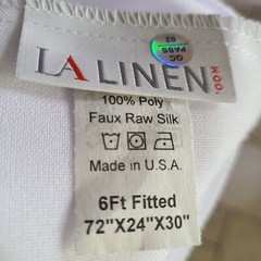 LA Linen White Polyester Poplin Fitted Tablecloth: 72×24″ & 72×30″ Made In USA