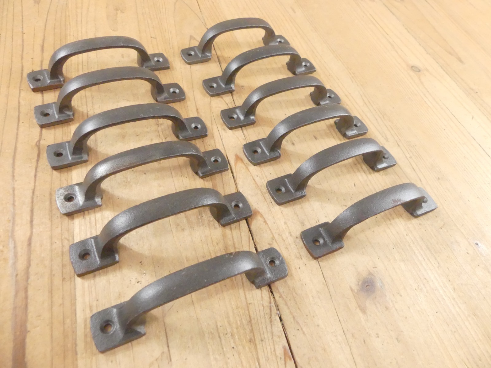 12 Cast Iron Kitchen Cabinet Handles *SOME RUST* Drawer Pulls Nickel Silver Door gallery