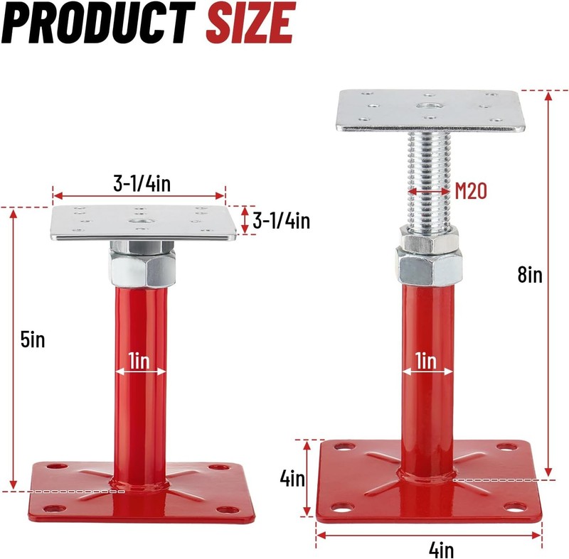8 Pack House Jacks Adjustable 5''-8'' for Leveling Floor Jack Post Floor Jack gallery