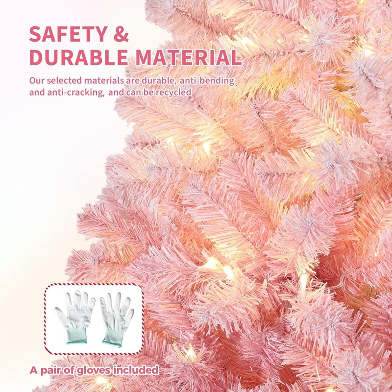4-9ft PreLit Artificial Christmas Tree Pink with 450 LEDs Lights Xmas Decoration gallery
