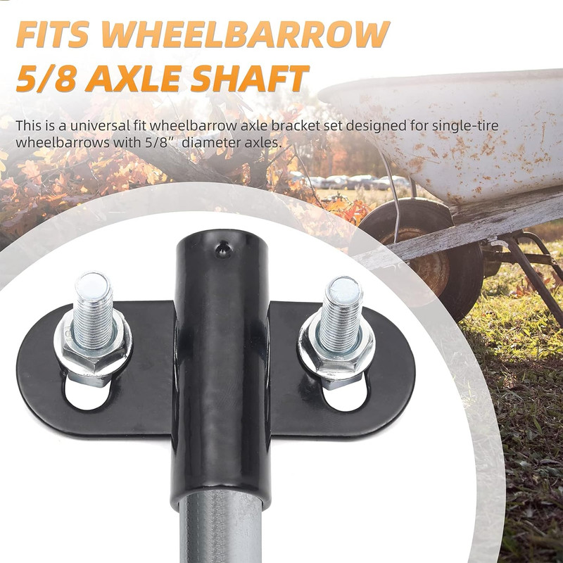 Wheelbarrow Axle Bracket Set 10 Inch Shaft 5/8 Axle Hardware 1 Set gallery