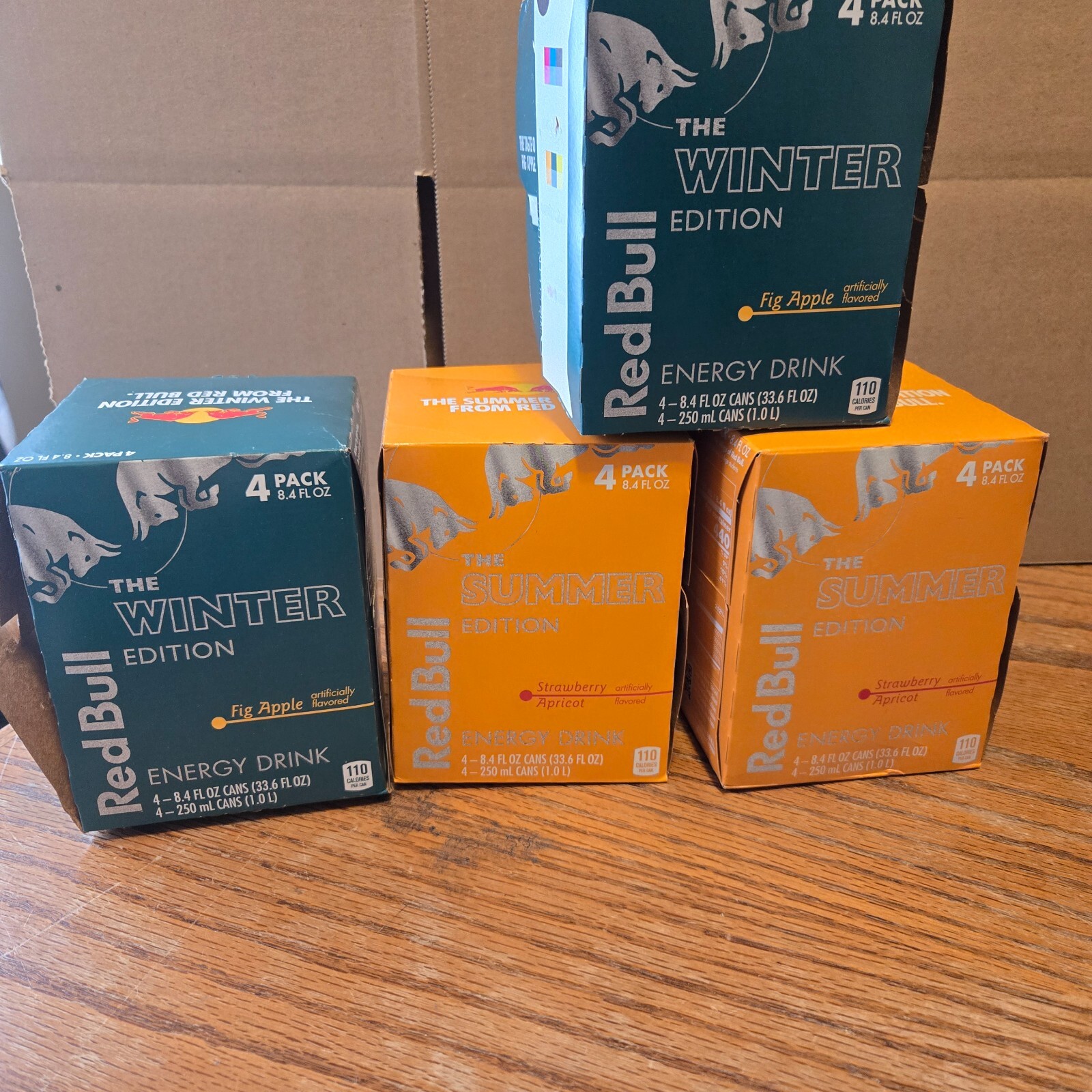 Red Bull Summer and Winter Edition Boxes two of each 4 pk 8.4 oz ( boxes only) gallery