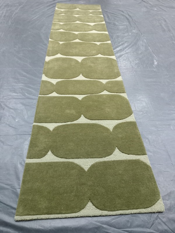 Hand Tufted Wool Runner Rug 3x50 ft Loop Cut Pile Modern Green Hallway Carpet gallery