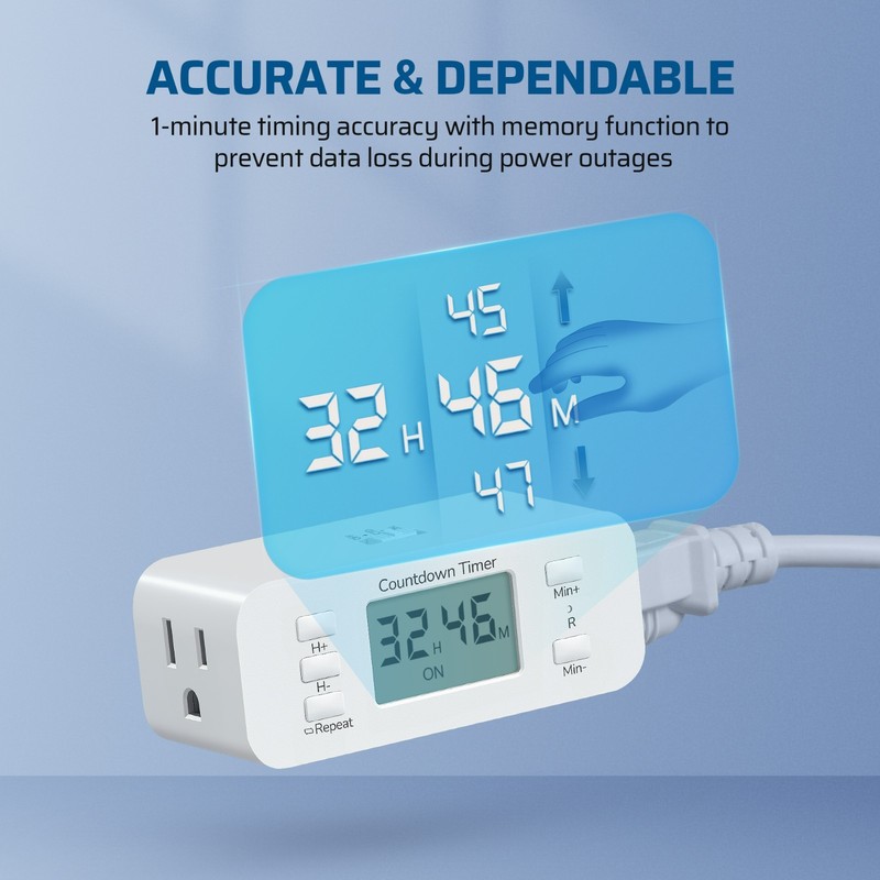 DEWENWILS Light Timer for Indoor Lighting Daily/7-Day/CTD Outlet Timer 15A 1800W gallery