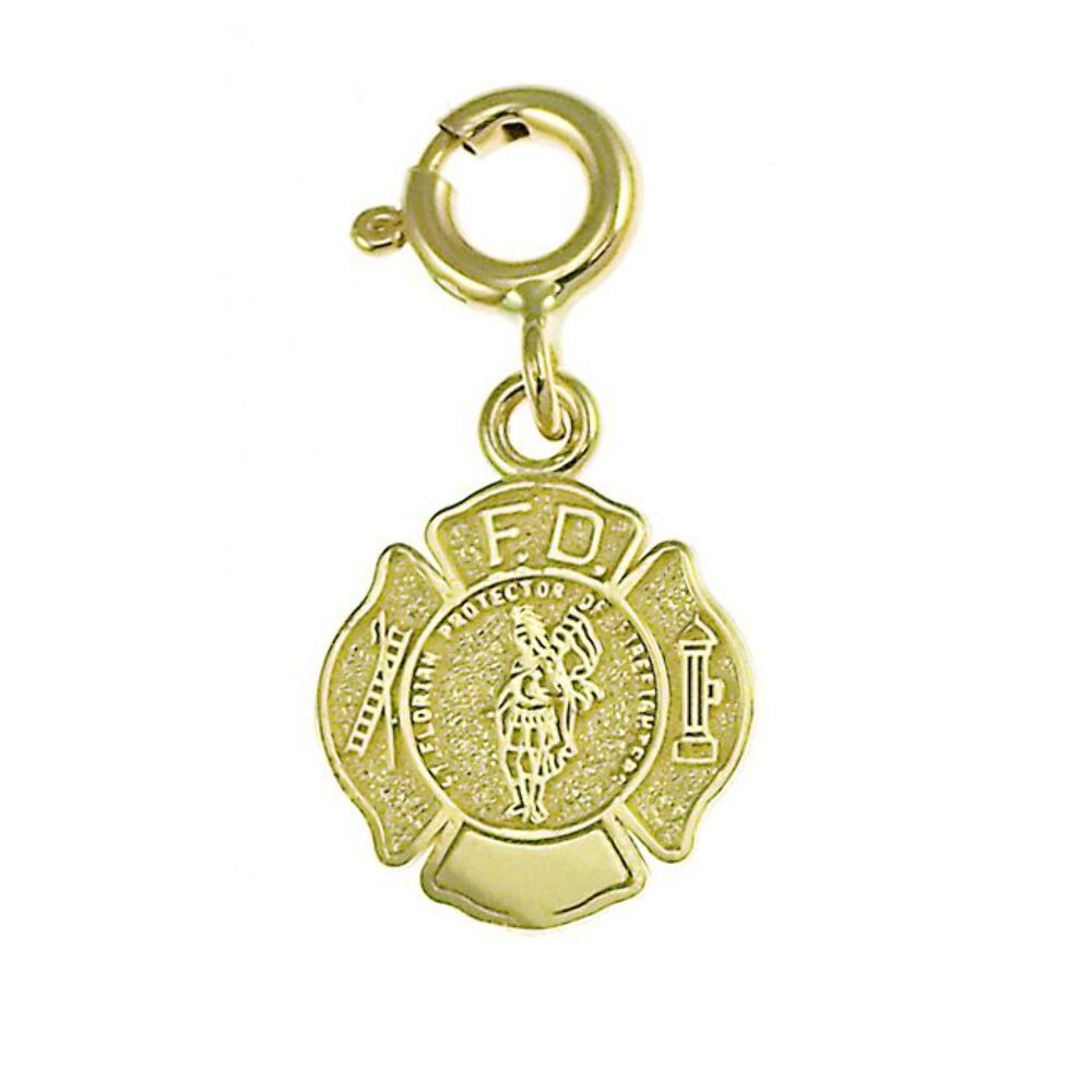 Firefighter Sign Charm Pendant 14k Gold (1.2 Grams) gallery
