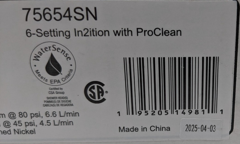 Delta 6-Setting In2ition ProClean Spotshield Showerhead Nickel Silver NOB gallery