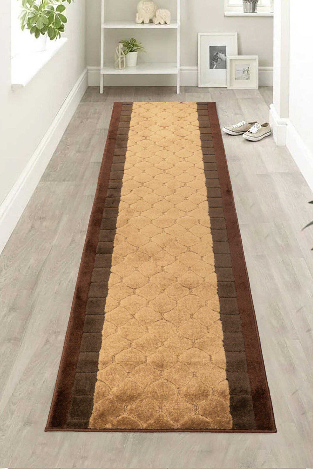Custom Size Euro Collection Volley Design Medium Cut Pile Non Slip Runner Rug gallery