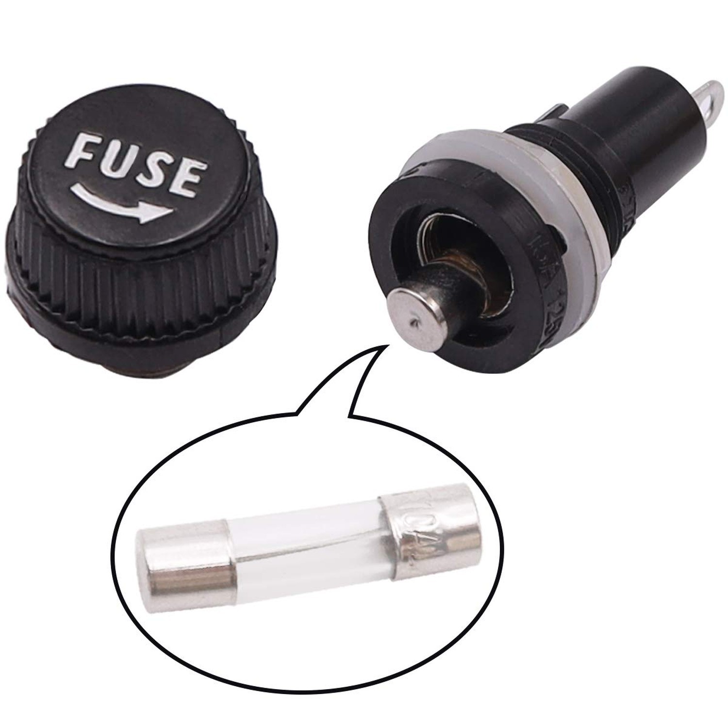 Tnisesm 8 Pcs Panel Mounted 5x20mm Screw Cap Fuse Holder Socket AC 250V 10A/A... gallery