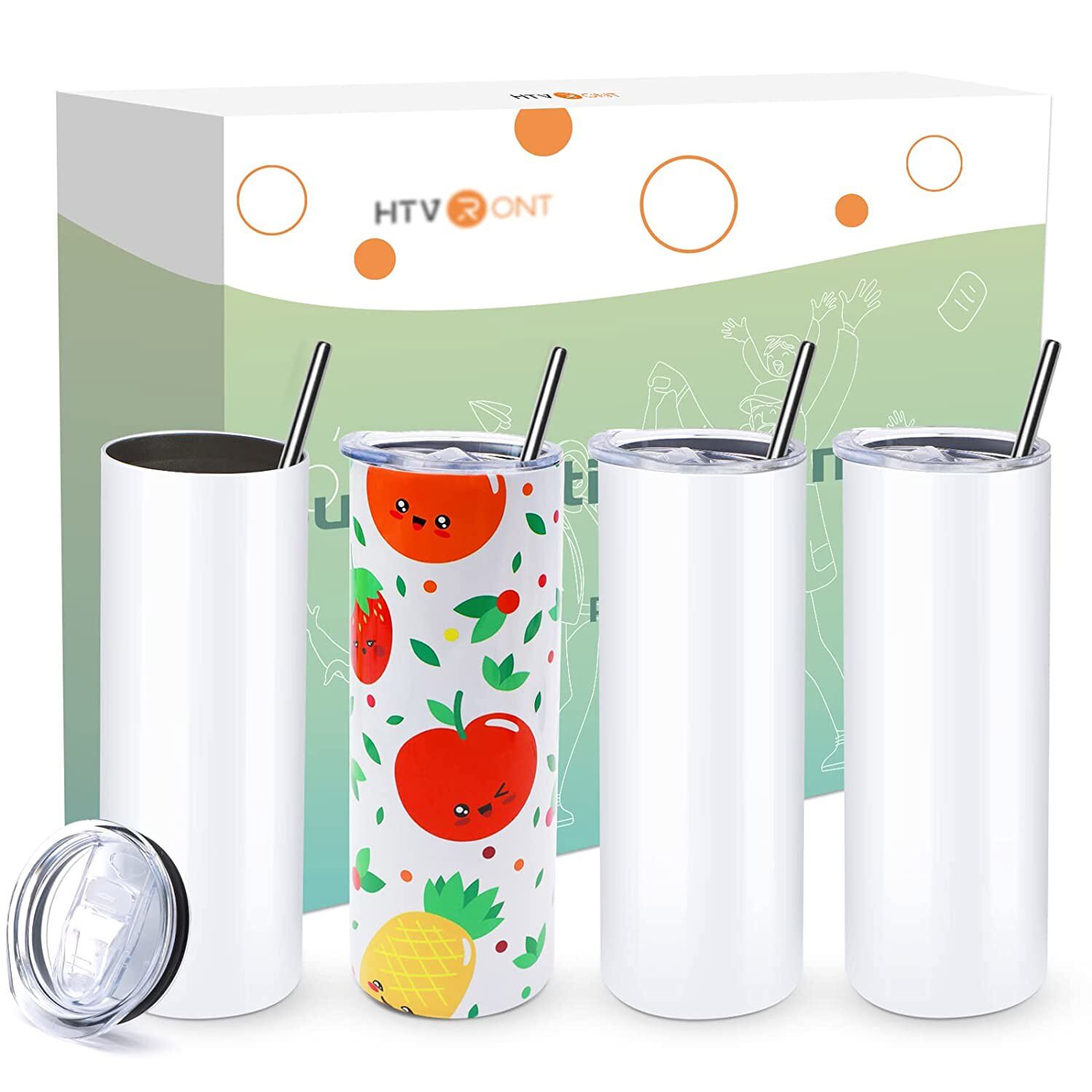 HTVRONT 4/8/12/16 Pack Straight Sublimation Tumblers Bulk Blank 20oz Stainless gallery