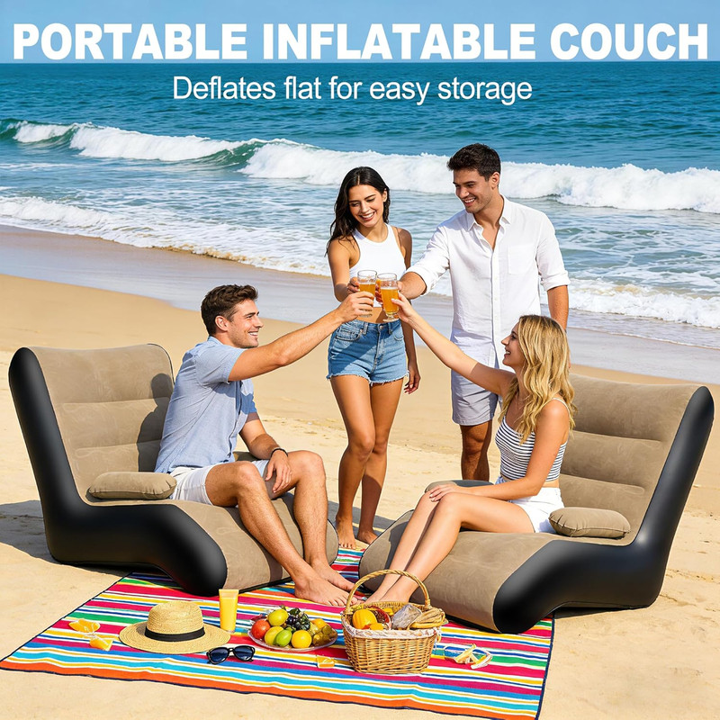 Inflatable Couch for Camping, Blow up Couch for Adults with Armrest, Waterproof gallery