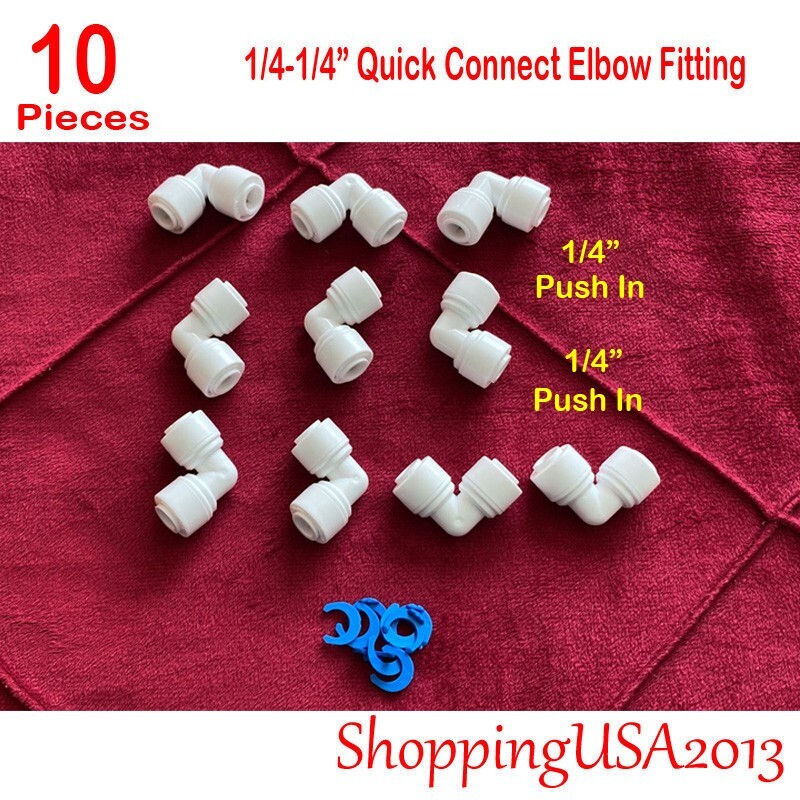 10 Pcs 1/4-1/4 Quick Connect Elbow Push In Fitting Connector For Water Filter gallery