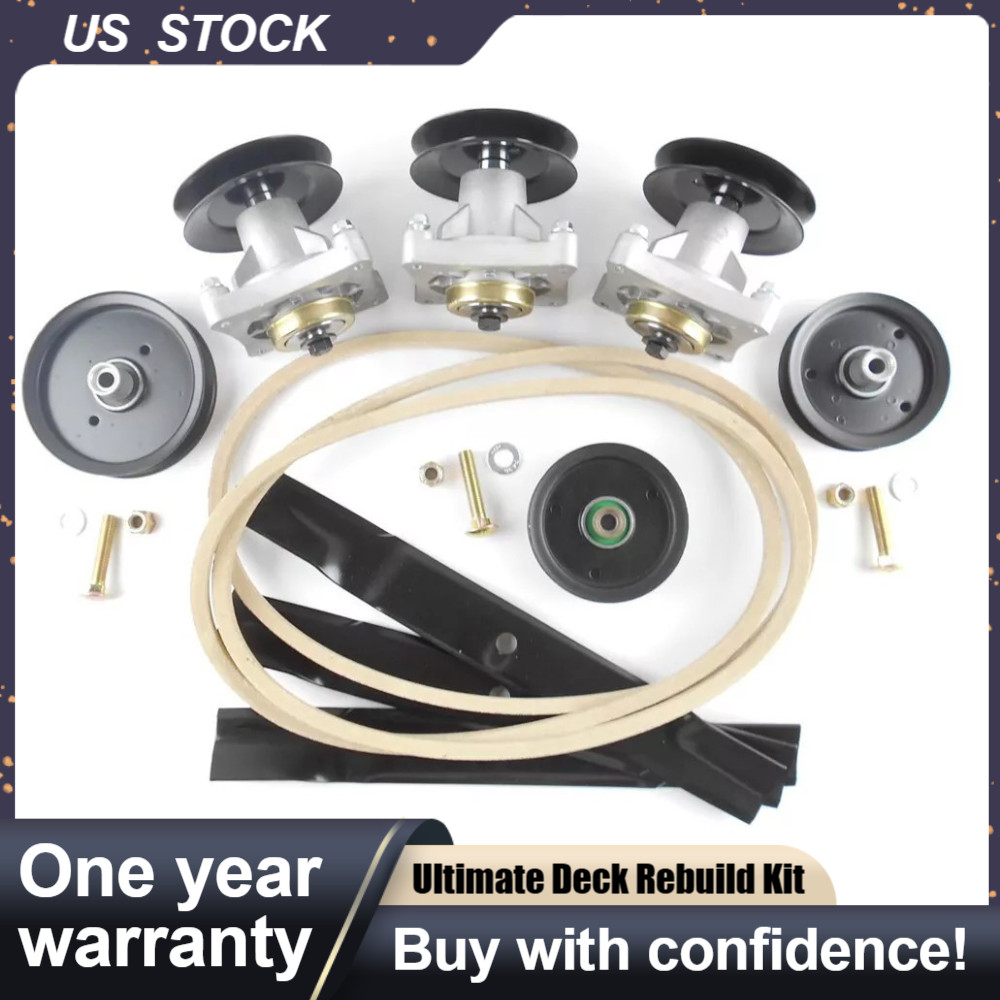 For Hustler Raptor 52" Ultimate Deck Rebuild Kit, Spindles, Pulleys, Blades, US gallery