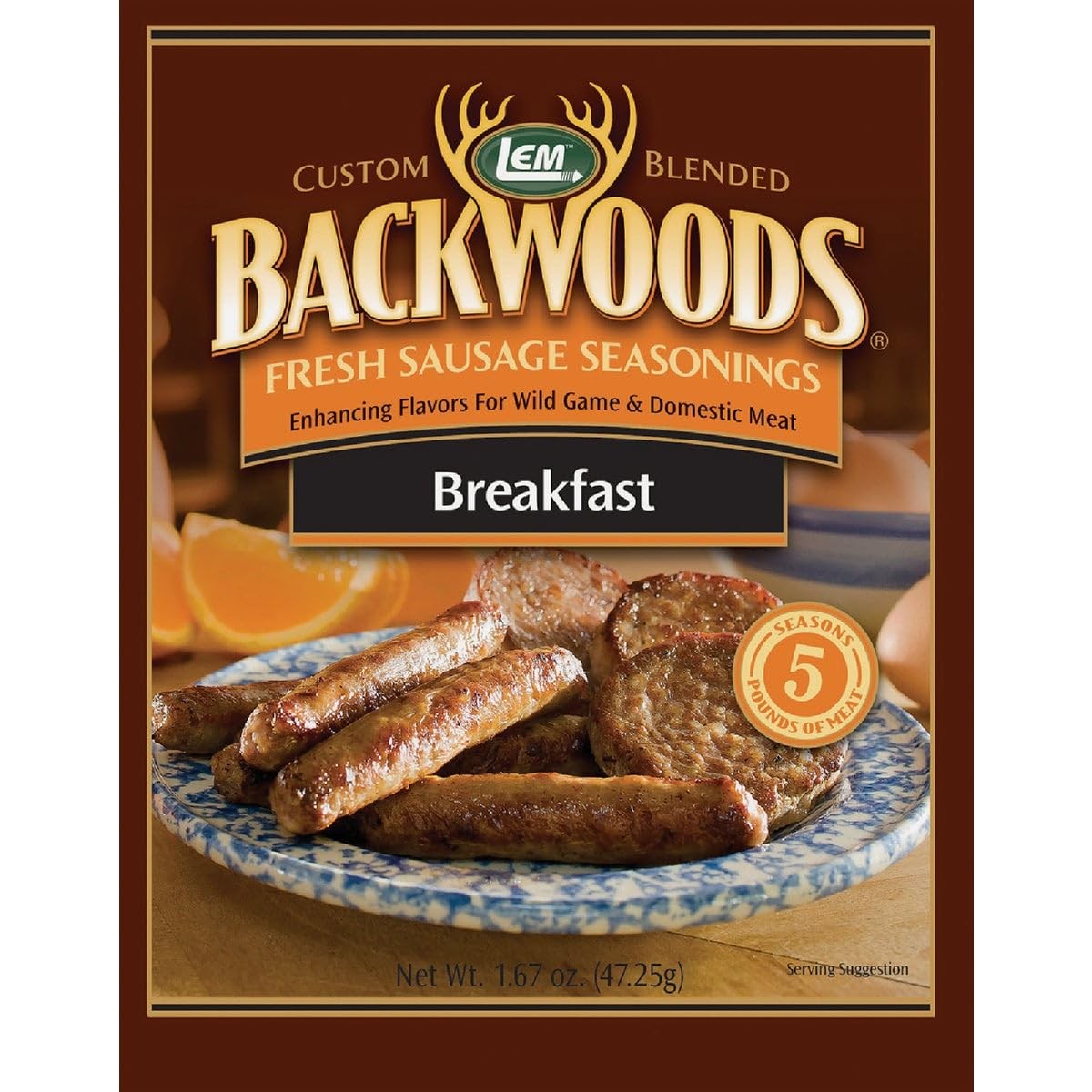 LEM Backwoods Breakfast Fresh Sausage Seasoning, Seasons 5 Pounds of Meat gallery