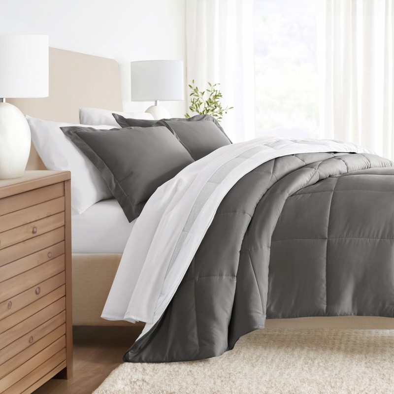 Kaycie Gray Striped Patterned Reversible Comforter gallery