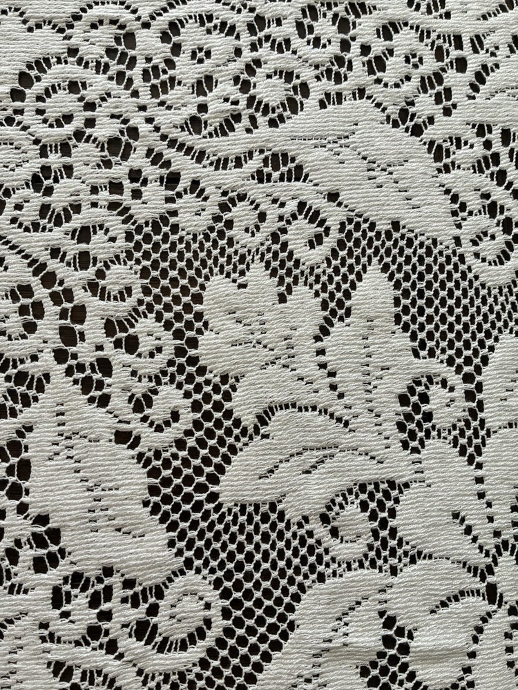 Vintage Lace Tablecloth Rectangle 64” By 52” Ivory Floral