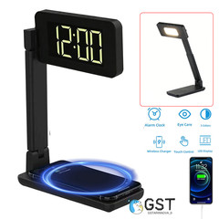 Desk Lamp, Desk Light with Wireless Charger, USB Charging Port, Dimmable Office