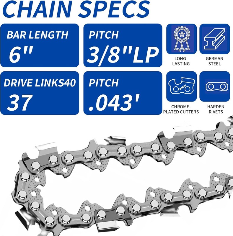 6 Inch Chainsaw Chain and Guide Bar, Replacement Chain Saw Bar and Chains for 6" gallery