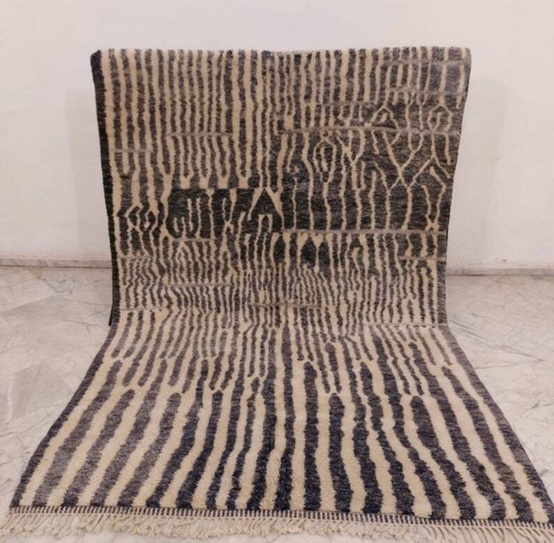 Moroccan Rug - Handmade Beni Ourain Style - 8x10 area rug - Large authentic 9x12 gallery