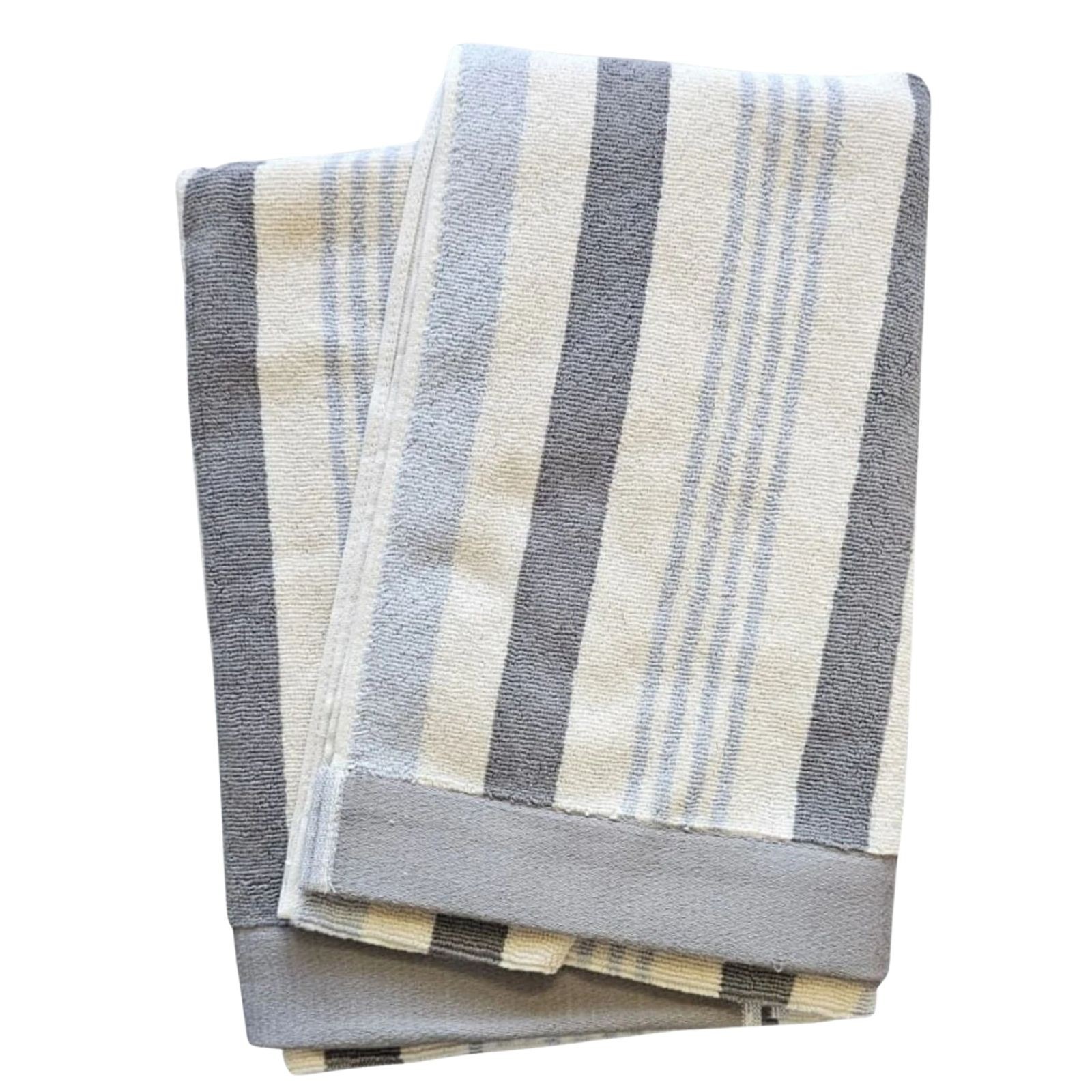 Hotel & Spa Pool Beach Towels 100% Ring Spun Cotton Gray Striped Hanging Loop gallery