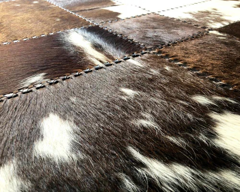 HANDMADE Natural Cowhide Rug | Patchwork Area Rug | Real Hair on Leather gallery
