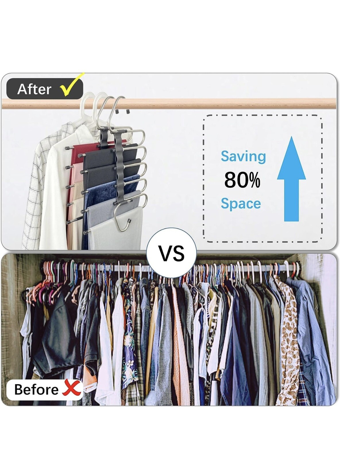 Magic Pants Hangers Space Saving 2 Pack For Closet Multiple Layers Multifunction gallery